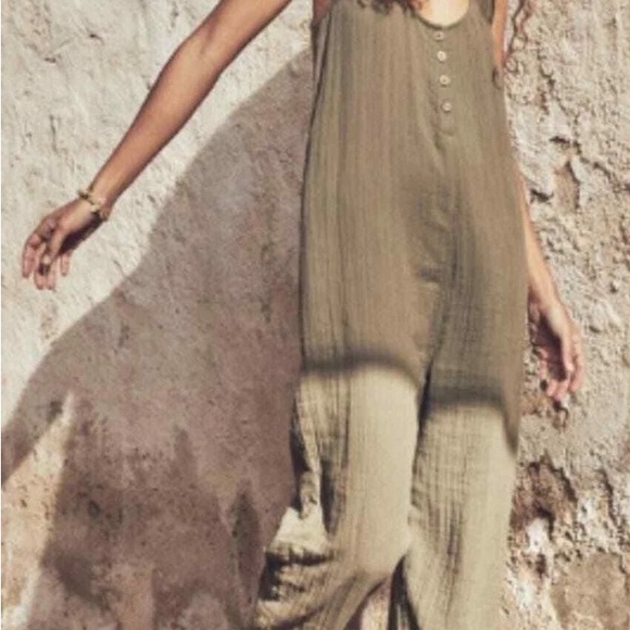 Faherty Dawson Olive Green Jumpsuit - Picture 1 of 5